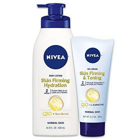 ( No expiration) Nivea Skin Firming Variety Pack with 16.9 Fl Oz Body Lotion and 6.7 Oz Gel-Cream 