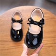 thumbnail image 3 of GiLiling Girls Mary Jane Shoes, Bow Adjustable Hook-and-Loop Strap, PU Upper Non-Slip Rubber Sole Princess Party Footwear (Black, 7-8 Years), 3 of 3