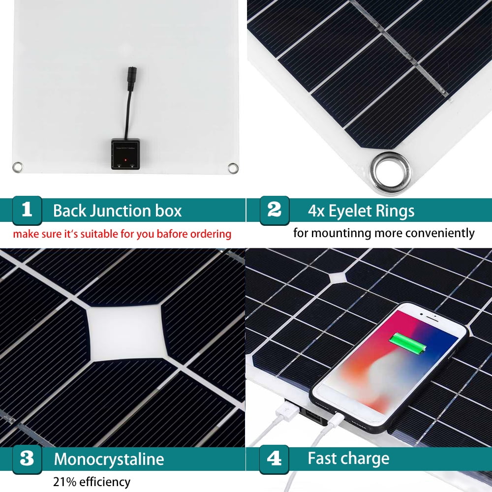 20W Solar Panel Kit 100A 12V Battery Charger with Controller for Car RV Boat Home Roof Van Camping by DFITO