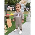 thumbnail image 5 of Cjfdfy Newborn Baby Boy Girl Game Day Fall Outfits Football Embroidery Waffle Striped Long Sleeve Jumpsuit Infant Cute My First Football Season Fall Winter Outfit, 5 of 9