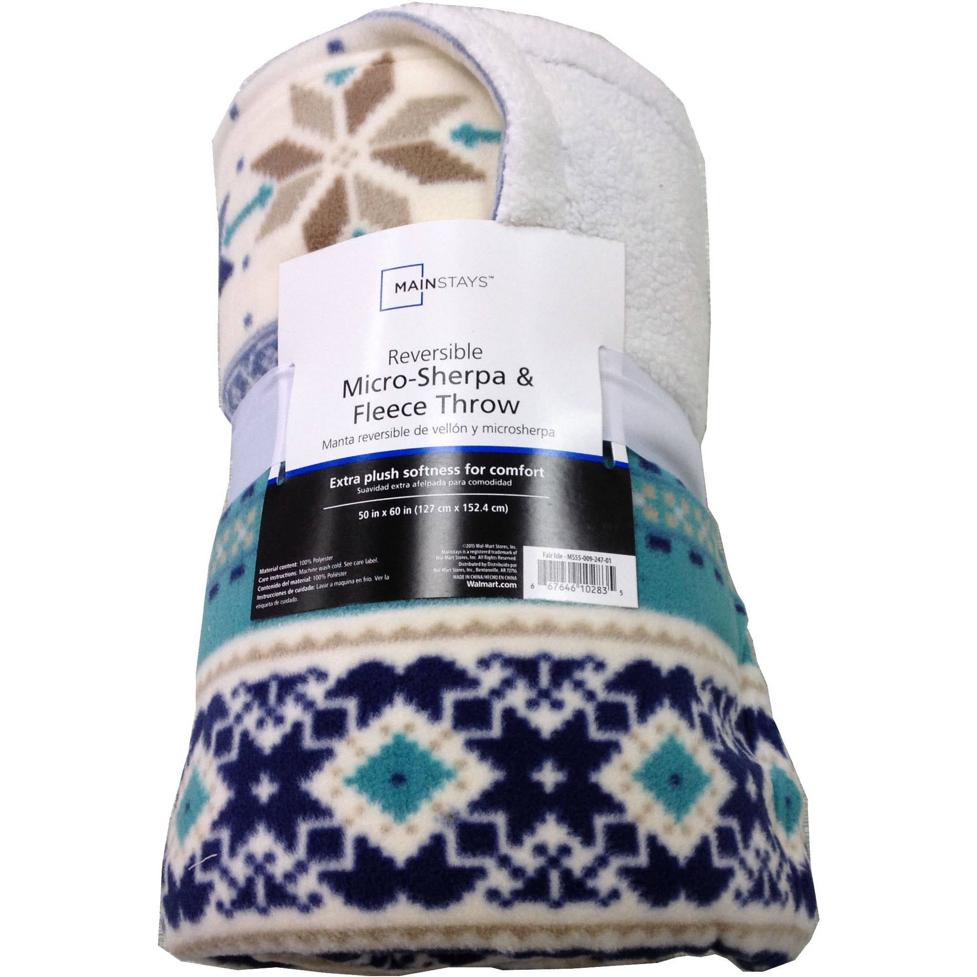 Mainstays Soft Cozy Fleece To Sherpa Throw Blanket