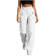 thumbnail image 5 of Nugftut Cargo Pants for Women High Waist Wide Leg Loose Casual Trouser with Pockets, 5 of 7