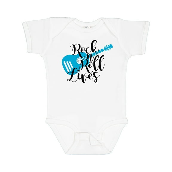 Inktastic Rock and Roll Lives with Blue Guitar Boys or Girls Baby Bodysuit