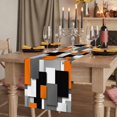 thumbnail image 2 of Table Runners 72 Inches Long Dress Scarves, Burnt Orange Black Geometric Farmhouse Kitchen/Dining Table Runner, Coffee Tablerunners, Modern Abstract Art Block 18x72 Inch, 2 of 9