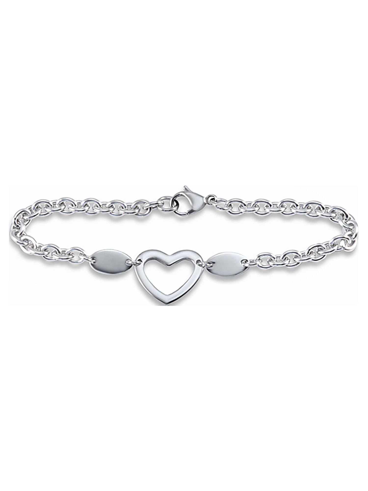 Stainless Steel Polished Heart Cut-out Charm Bracelet - image 3 of 4