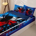 thumbnail image 3 of Erosebridal Black Spider Graffiti Zipper Queen Comforter Set with Fitted Sheet and 2 Pillowcases,Grid Splash Art Zipper Bedding Set For Boys,Navy Blue Reversible,4-Piece, 3 of 7