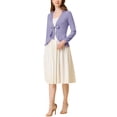 thumbnail image 2 of INSPIRE CHIC Women's Tie Front Long Sleeve Ruffled Hem Open Front Knit Cardigan L Light Purple, 2 of 7