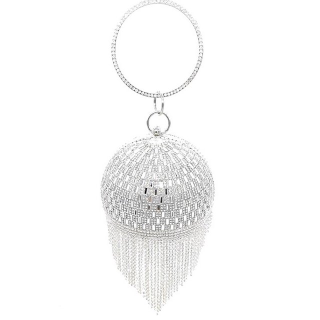 Party Handbag Fashion Tassel Round Ball Shape Clutch Bag Top Handle Bag