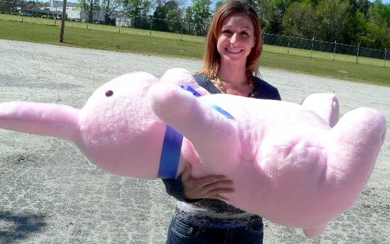 giant pink stuffed bunny