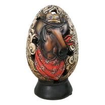 Rustic Western Horse With Cowboy Hat and Red Scarf Egg Money Piggy Bank Figurine