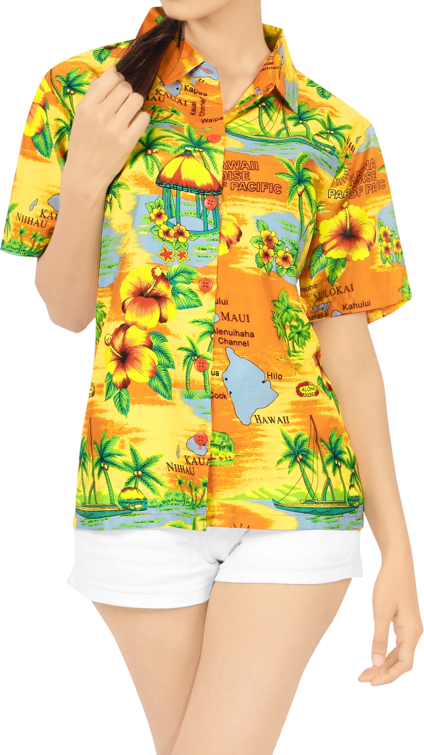 yellow hawaiian shirt womens