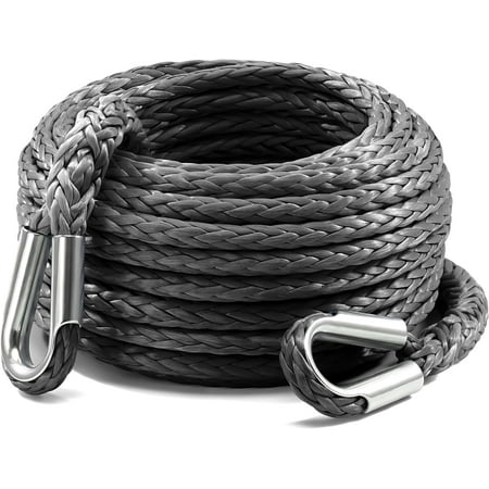 Winch Rope Extension 3/8 Inch x 50 Ft 26,500 Lbs, Synthetic Winch Extension Cable Line for Off Road Vehicle ATV UTV Truck etc (Grey)