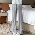 thumbnail image 2 of ShomPort High Waist Wide Leg Pants for Women Summer Baggy Drawstring Elastic Waist Split Casual Pants, 2 of 5