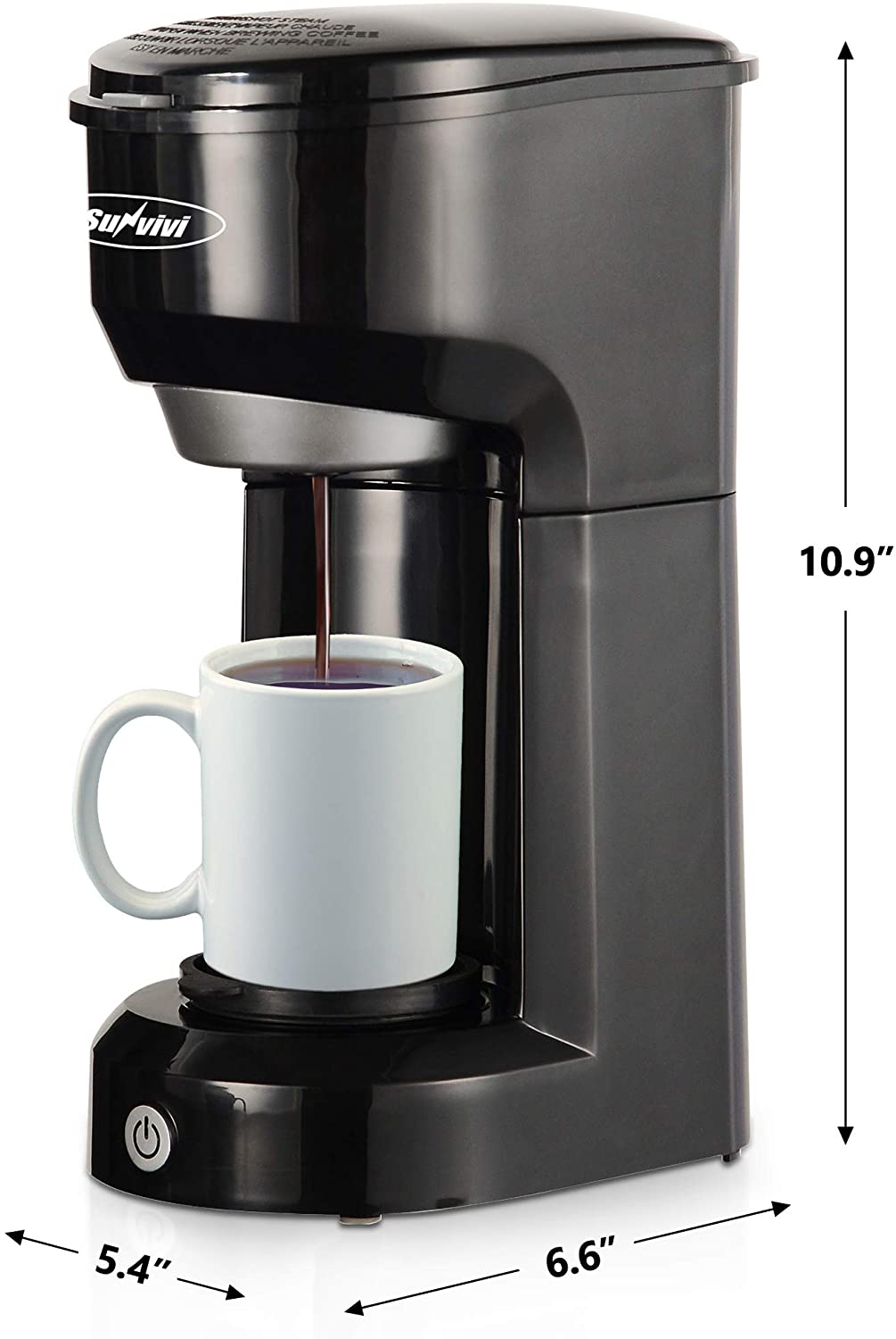 Single Serve K Cup Coffee Maker for Pods and Ground Coffee Permanent Filter  6-14OZ Reservoir One-Touch Control Button Coffee Machine Black - Walmart.com