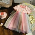 thumbnail image 4 of Robes Décontractées pour Filles, Été, Imprimé Papillon Arc-en-Ciel, Col Rond, Manches Courtes, Robe de Danse, Tenue de Plage, Rose, 7-8 Ans, 4 of 6
