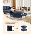 thumbnail image 4 of Kidirect Blue Corduroy Storage Ottoman, 25" Large Living Room Ottoman, Tool-Free Setup Ottomans with Storage, Solid Wood Coffee Table, Comfy Bench for Bedroom, Ottomans for Living Room Home Office, 4 of 16