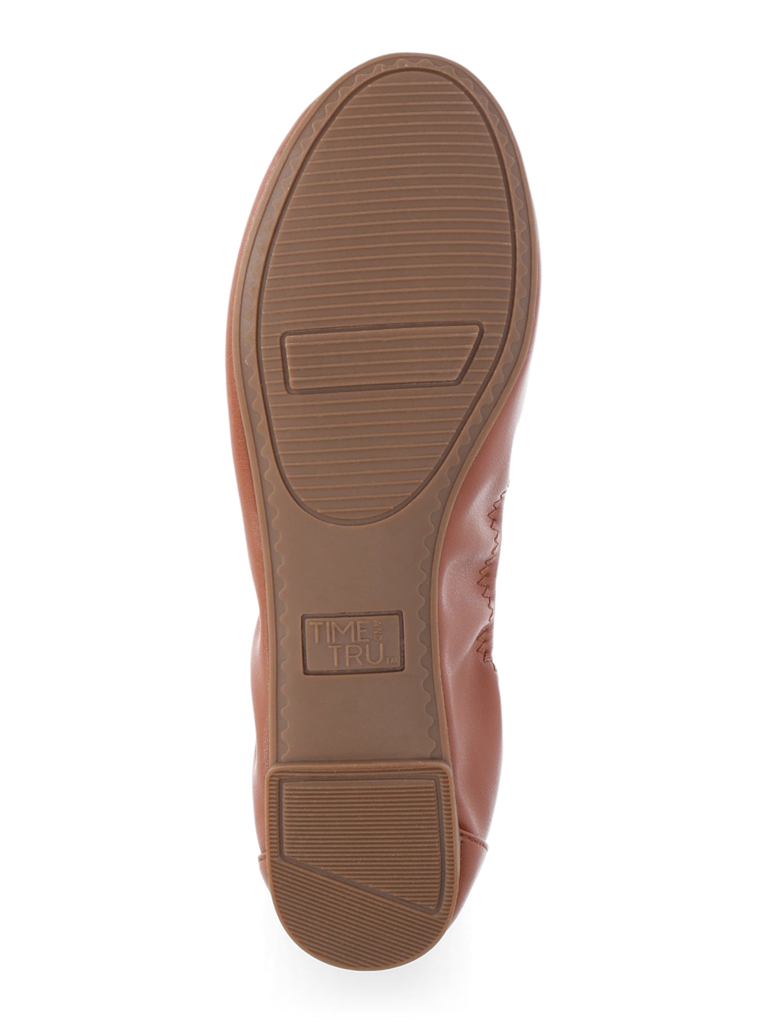 Time and Tru Women's Scrunch Ballet Flats, Wide Width Available