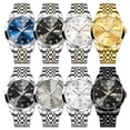 thumbnail image 5 of OLEVS Watch for Men Diamond Business Dress Analog Quartz Stainless Steel Waterproof Luminous Date Two Tone Luxury Casual Wrist Watch, 5 of 14
