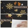 thumbnail image 4 of Merry Christm Round Fitted Tablecloth with Elastic Edge,Water-Resistant Winter Black Gold Snowflake Christma Tree Table Cover for 48-52" Found Tables Xmas Table Cloth for Dinner,Outdoor,Patio, 4 of 4