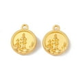 thumbnail image 2 of Alloy Pendants Flat Round with Castle Charm Golden 15.5x13x4mm Hole: 1.5mm, 2 of 3