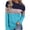 Light Blue, variant on Scyoekwg Fall Long Sleeve Cold Shoulder Tops for Womens Sloping Shoulders Cross Strap Shirts Casual Loose Color Block Tops Blouse Tunic Tops Green L