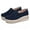 Blue, variant on Woobling Women Dress Shoe Comfort Loafers Slip On Wedge Loafer Lightweight Walking Shoes Work Wedges Apricot 6