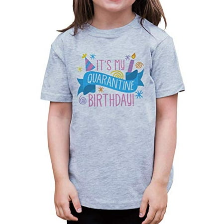 

7 ate 9 Apparel Girls It s My Quarantine Birthday Grey T-Shirt