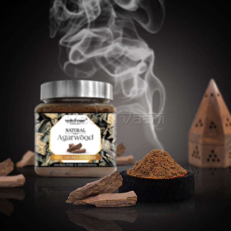 Vedic Vaani Natural Agarwood Oud Fragrance Aromatic Perfume Purifies Herbal Powder Natural Masala Incense Sticks Real Agarwood Powder/ऊद अगरबत्ती (100 Grams)