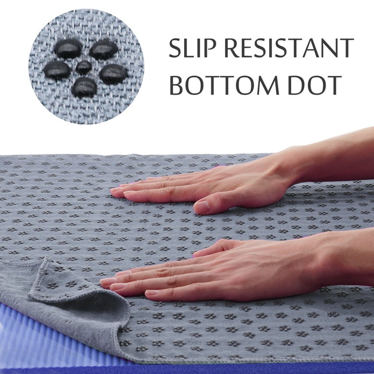 Yoga Towel,Hot Yoga Mat Towel with Grip Dots Sweat Absorbent Non-Slip for  Hot Yoga, Pilates and Workout 24x72, Gray