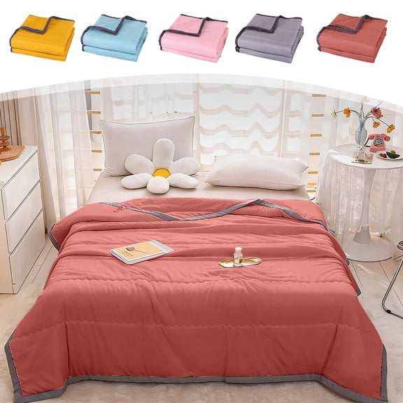 Yyuenw Summer Quilt, 55x78-inch Minimalist Solid-Color Summer Quilt, Washed Cotton Fabric & Machine Washable, Ideal for Summer Bedding and Home Decor