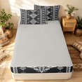 thumbnail image 4 of Erosebridal Hippie Damask Zipper Full Size Comforter Sets with Fitted Sheet and 2 Pillowcases, Boho Aztec Zipper Bedding Set, Charcoal White, Gray Reversible, 4 of 7