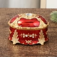 thumbnail image 2 of Amaiiu Jewelry Box Lid Sturdy Metal Ellipse Storage Boxes Rhinestone Dustproof Practical Pattern Holder Accessory Table Jewelry Blue, 2 of 10