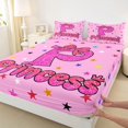 thumbnail image 5 of spefrowx Glitter Princess Letter P Print Bed Sheets for Girls, Pink Star Bow Full Size Sheets, 4 Pieces, 1 Flat Sheet, 1 Fitted Sheet and 2 Pillowcases, 5 of 6