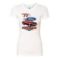 thumbnail image 2 of Wild Bobby, 1977 Ford Motors 77 Mustang Silhouette, Cars and Trucks, Women Slim Fit Junior Tee, White, Medium, 2 of 4