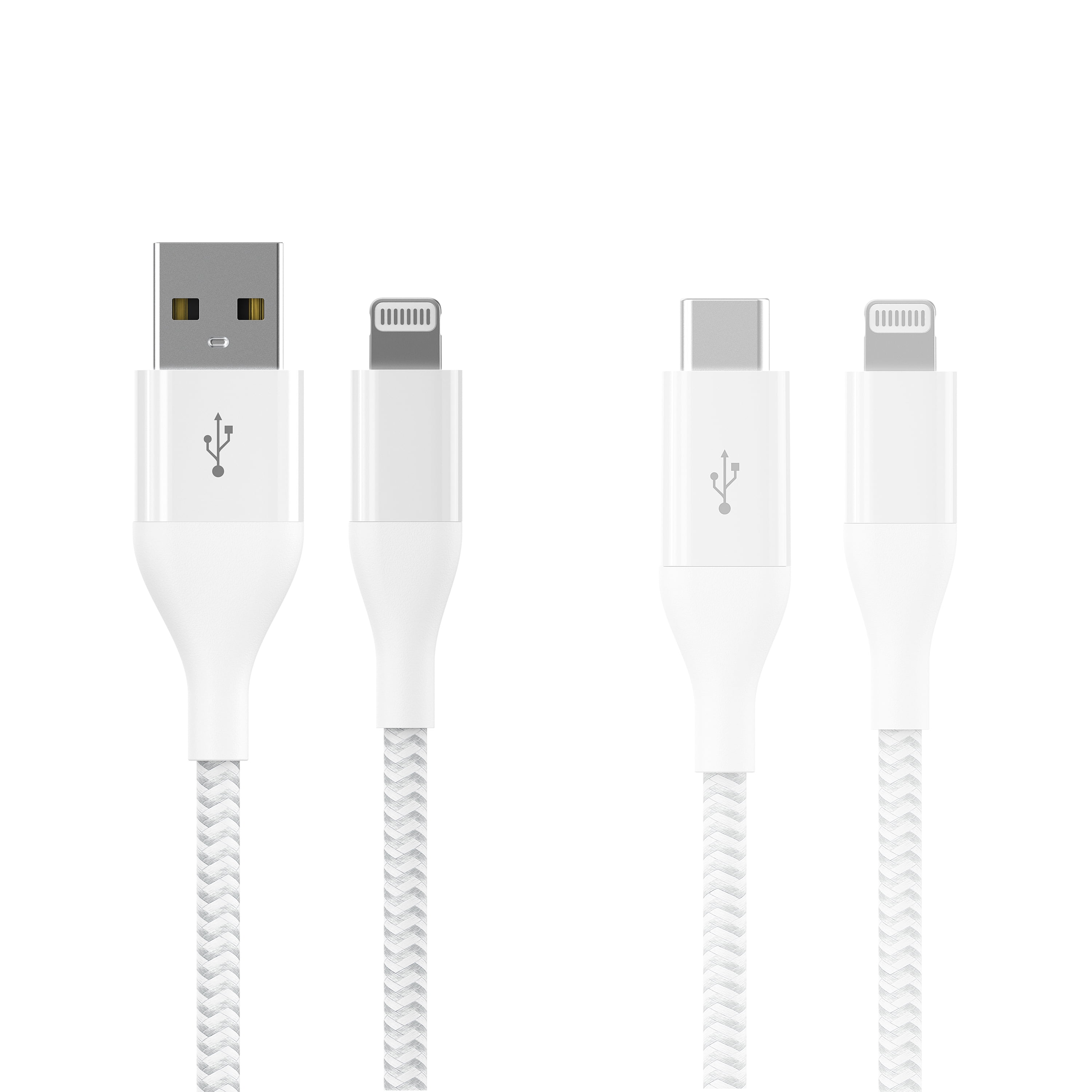 Auto Drive Lightning to USB-C & a (2 Pack) Charging & Data Sync Cables, 6FT, Braided, Mfi Certified