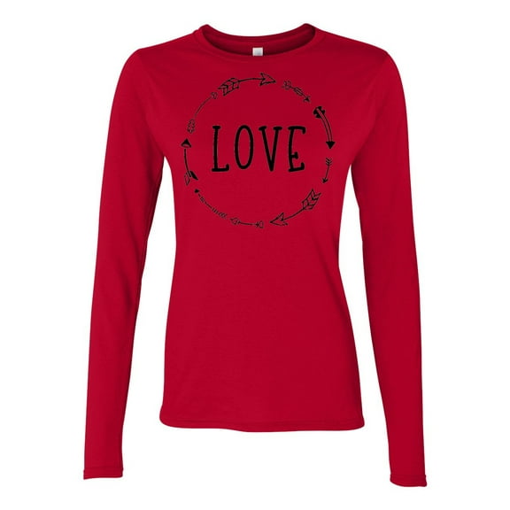 Love Arrow (Black) Valentine's Day Women's Long Sleeve T-Shirt-Red-Small