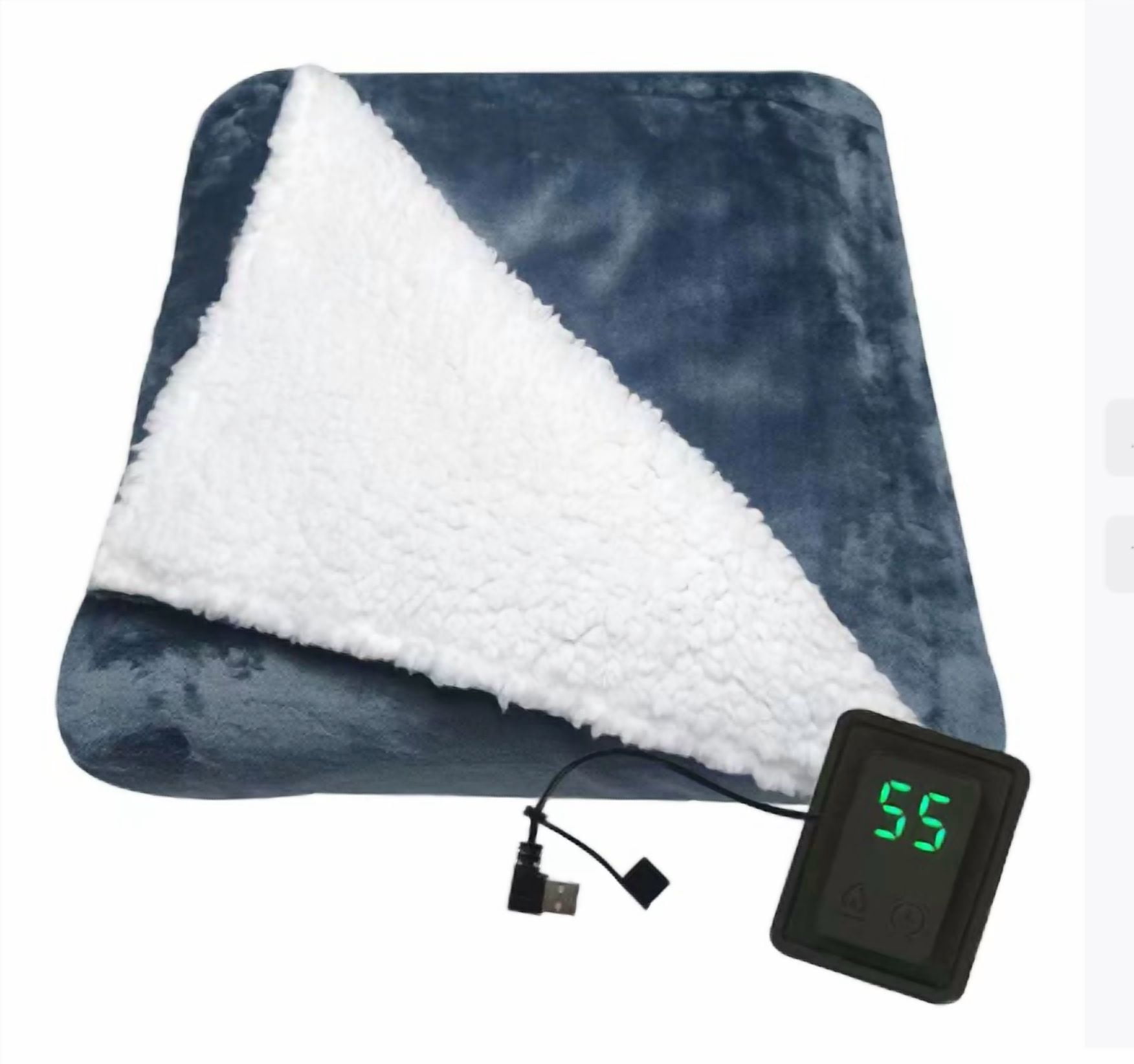 Electric Blanket Heated Throw, Soft Flannel 59.06"x31.5" Heating Blanket with 3 Heat Settings, 5V USB Warming Machine Washable Heated Blanket with Timer, 1 Pack