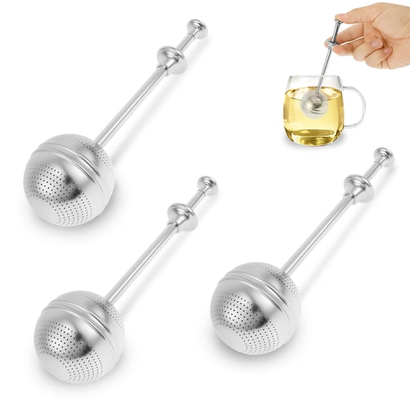 LINFANG 3Pcs Stainless Steel Tea Infuser Strainer Reusable Fine Mesh Tea Ball Filter with Long Handle Easy to Use for Drinking