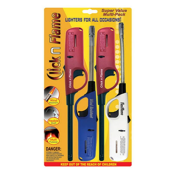 Click n Flame Utility Lighter For All Occasions Wind Resistant Flexible Shaft Multi