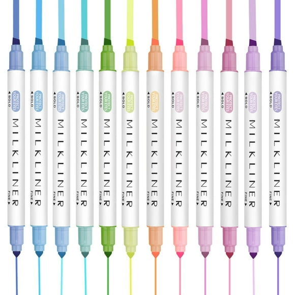 Set de iluminadores YOOUSOO Pastel, 12 colores retro, doble punta