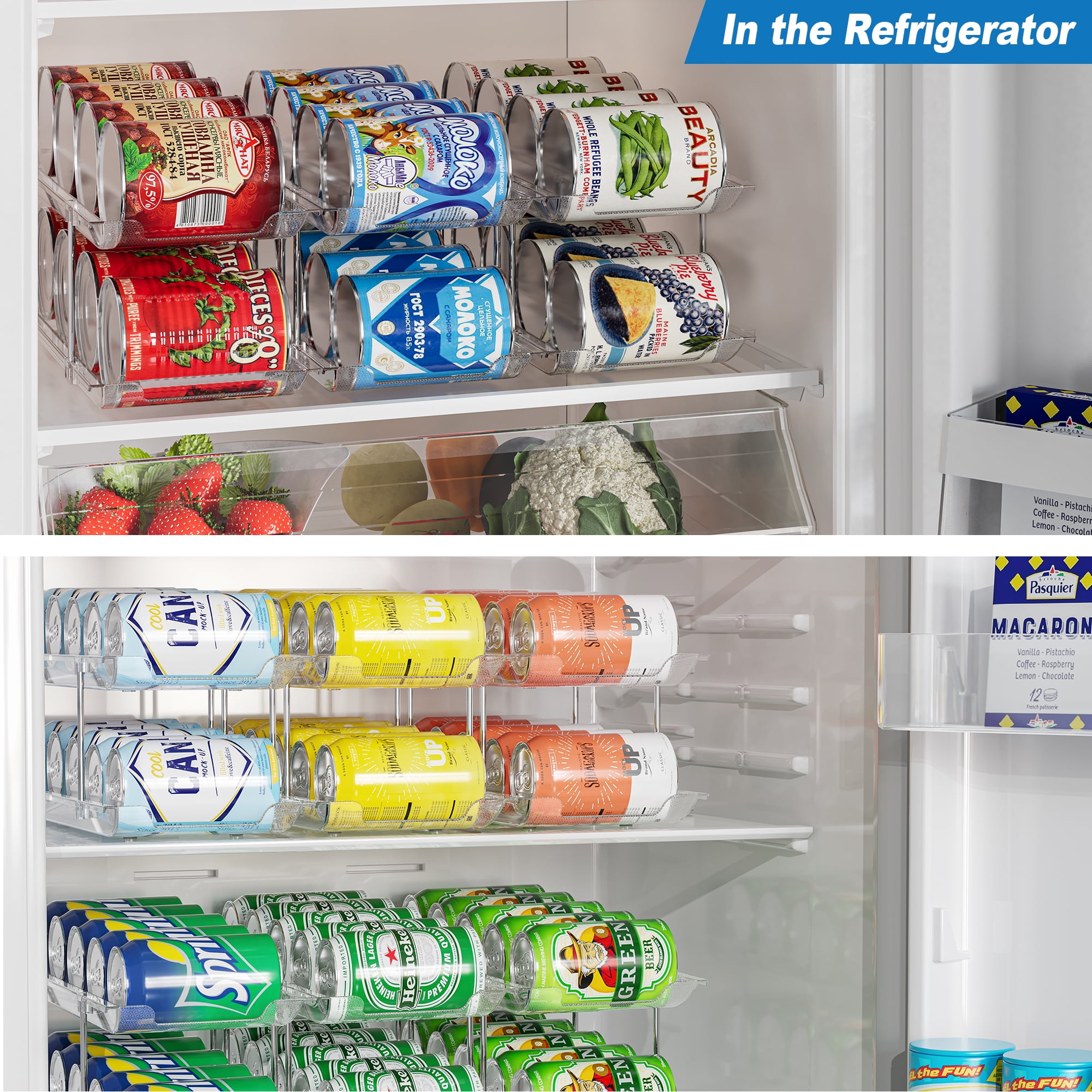 DIHUMK Can Organizer for Pantry Storage Canned Goods Food Holders and Soup Can with Clear Rack 9 Pcs