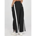 thumbnail image 6 of Women's Elastic Waist Wide Leg Baggy Drawstring Waisted Contrast Color Workout Track Pants for Casual Work Black S, 6 of 8