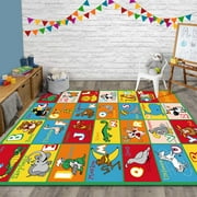 HR-Kids Rugs for Playroom Bedroom 3x5 Boys Girls Childrens Room Dcor Fun ABC Alphabet Animals Interactive Gift for HR-Kids Boys Girls Educational Learning Mat Carpet for Nursery School Playroom