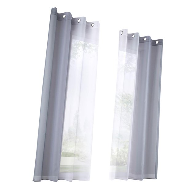 Cortina de ventana transparente 2 piezas voile sheer cortina del ojal ancho del panel ancho 280cm gris - tamaño l Gray- Size L Magideal Cortina de ventana transparente