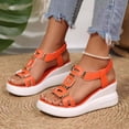 thumbnail image 2 of IWRICH Soled Sandals for Women Flat Sandals Comfort Open Toe Wedge Sandals with Adjustable Buckle Arch Support Summer Shoes Orange 6, 2 of 9