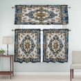 thumbnail image 5 of Vintage Flowers Pattern Curtain Valances Set Yellow Blue Traditional Bohemian Kitchen Curtains 24&nbsp;inch Length Rod Pocket Valance and Tiers 3 Piece Set Small Bedroom Bathroom Laundry Decor, 5 of 9