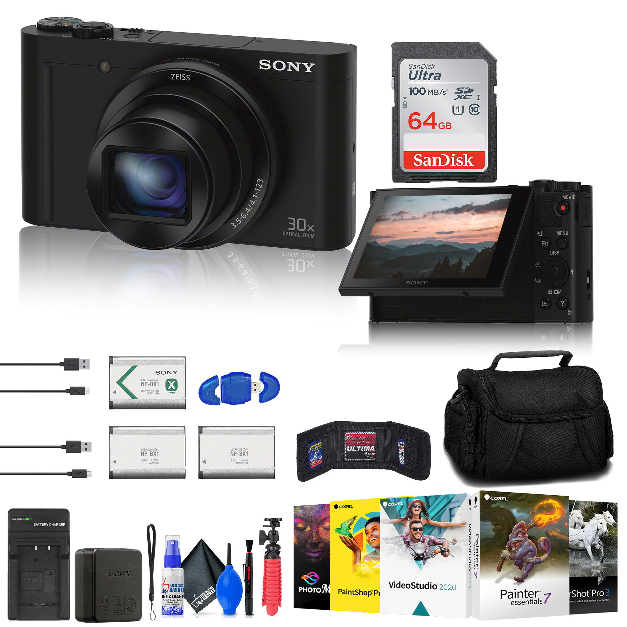 Sony Cyber shot DSC WX Digital Camera DSCWX/B + GB Card