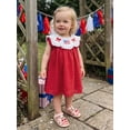 thumbnail image 3 of BemeyourBBs Toddler Baby Girl 4th of July Dress Outfit Baby Girl Independent Day Dress Summer Swiss Dot Red Dress Patriotic America Flag Bow Embroidery Lace Trim Collar Flying Sleeve  A Line Dress, 3 of 9