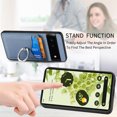 thumbnail image 4 of Carbon Fiber Patterned Case for Google Pixel 6, Wallet case with [360°Rotation Ring Kickstand] Credit Card Holder,PU Leather Shockproof Cover Women Men for Google Pixel 6, Blue, 4 of 8