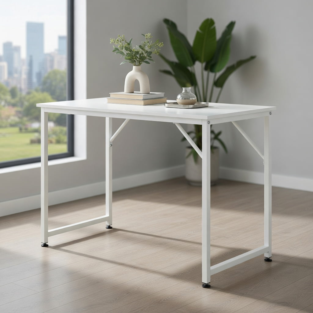 Demi Bonn L Shaped Computer Desk and Writing Workstation for Home and Office, White
